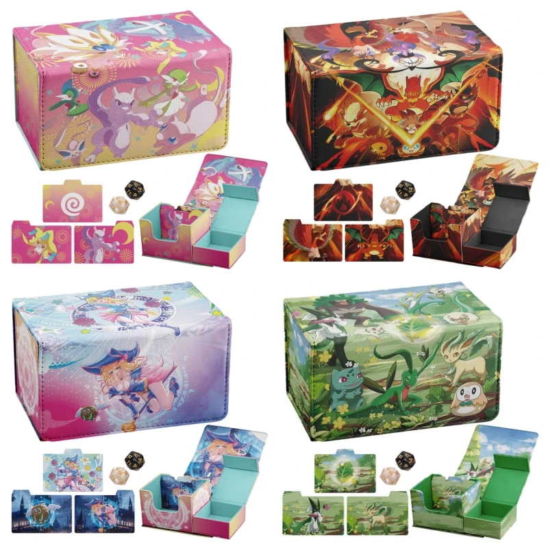 

Gacha Deck Box for PTCG Series Cards Trading Card Storage Box with Display Window Collectible TCG Cards Cases Holds Sleeved Deck