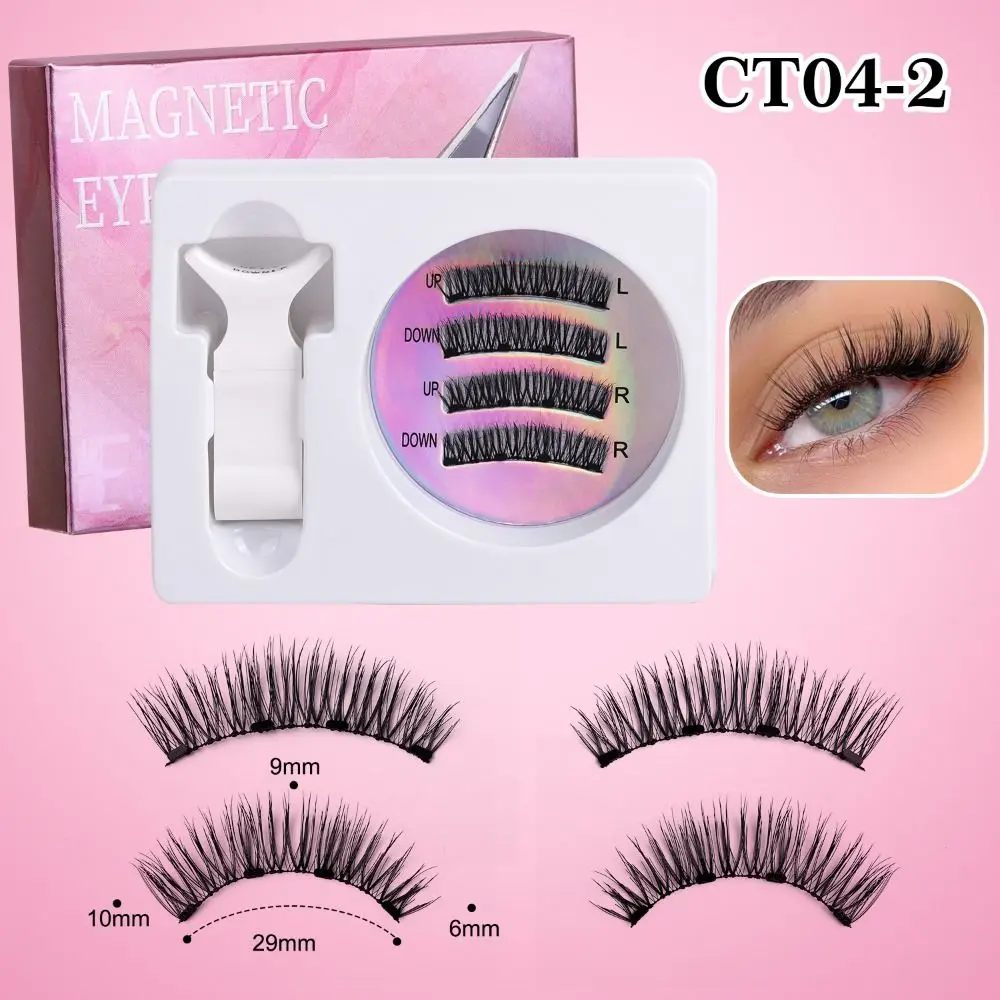 DIY Magnetic Suction False Eyelashes Makeup L Curl Cat Eye Fake Lashes Long Lasting Reusable Glue Free False Eyelashes