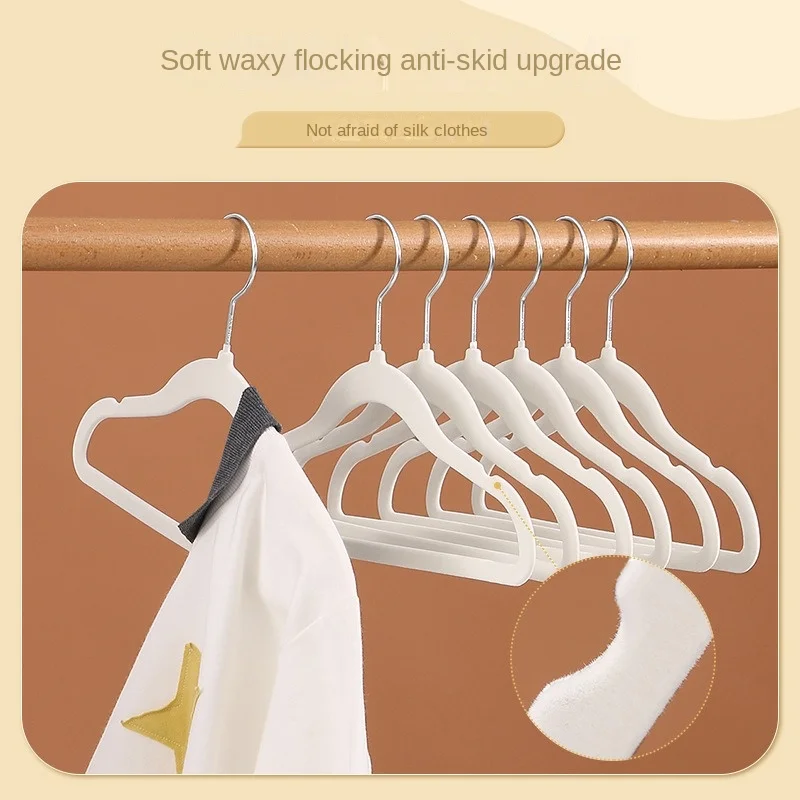 10/20Pcs Plastic Flocked Hangers, Children's Hangers, Non-Slip Shoulder-Protecting Small Hangers, Do Not Bulge, Do Not Damage Clothes, Suitable for Small Clothes