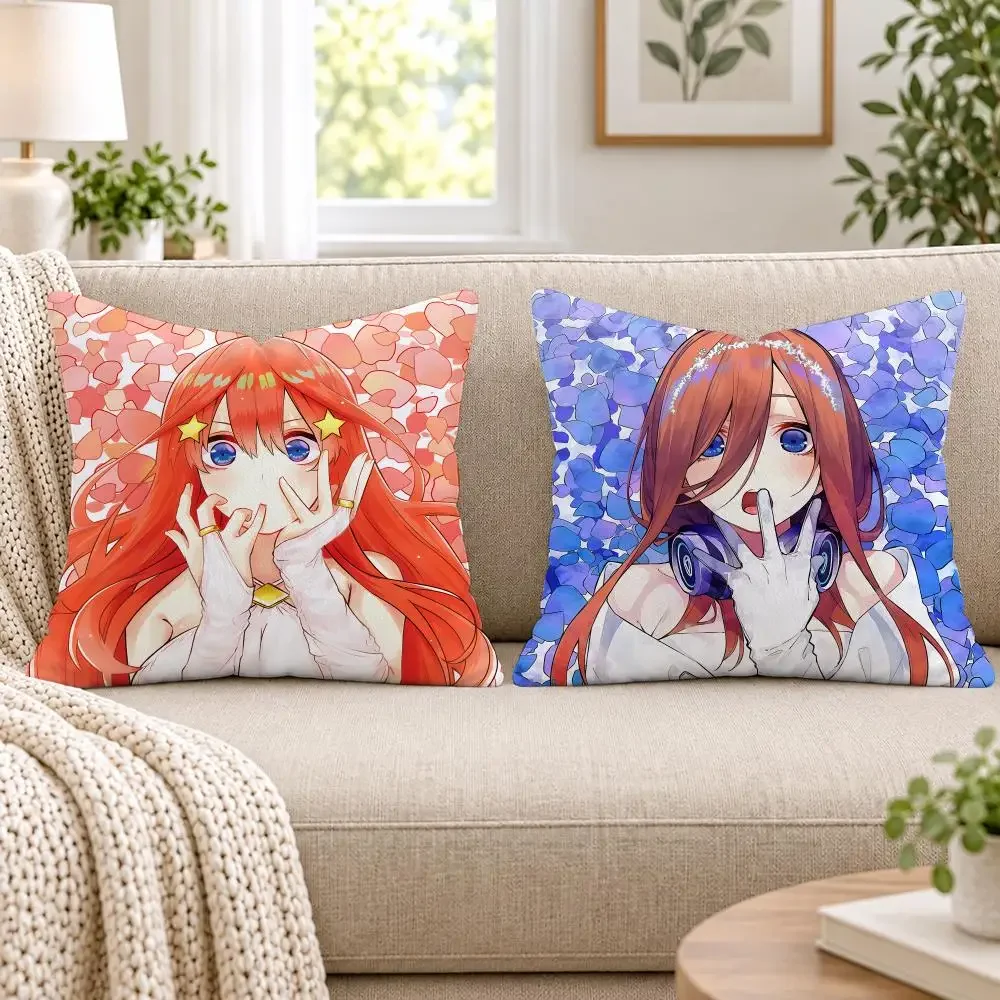 The Q-Quintessential Quintuplets Cushion Cover Short Plush Double-Sided Printing Sofa Bedroom Living Room Throw Pillow Cover