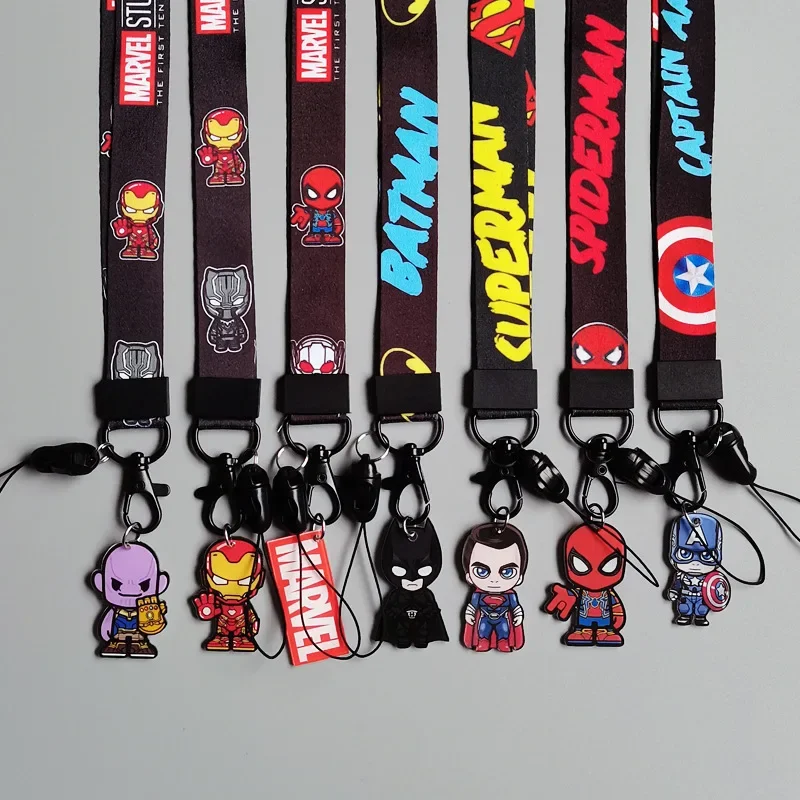 Disney Marvel Avengers Anime Keychain Neck Strap für Telefon Tasten ID Karte Cartoon Lanyards Geschenke Cartoon Spiderman IronMan Anhänger