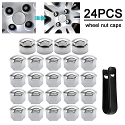Car Chrome Wheel Nut Caps Accessories Auto Tyre Hub Screw Anti-Rust Protection Cover Decoration Vehicle Bolts Studs Cap 24x17mm