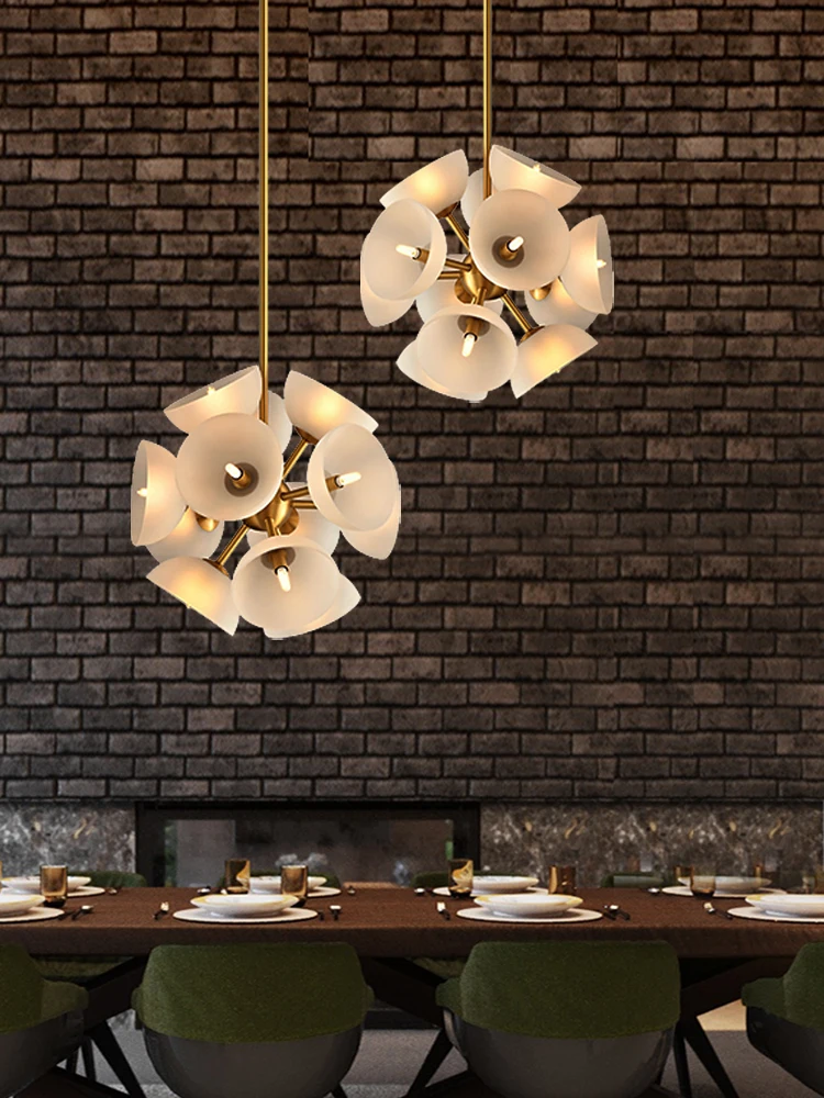 

Frosted Glass White Chandeliers Living Room Modern Dining Table LED Pendant Lighting Fixtures Salon Ceiling Hanging Lustre