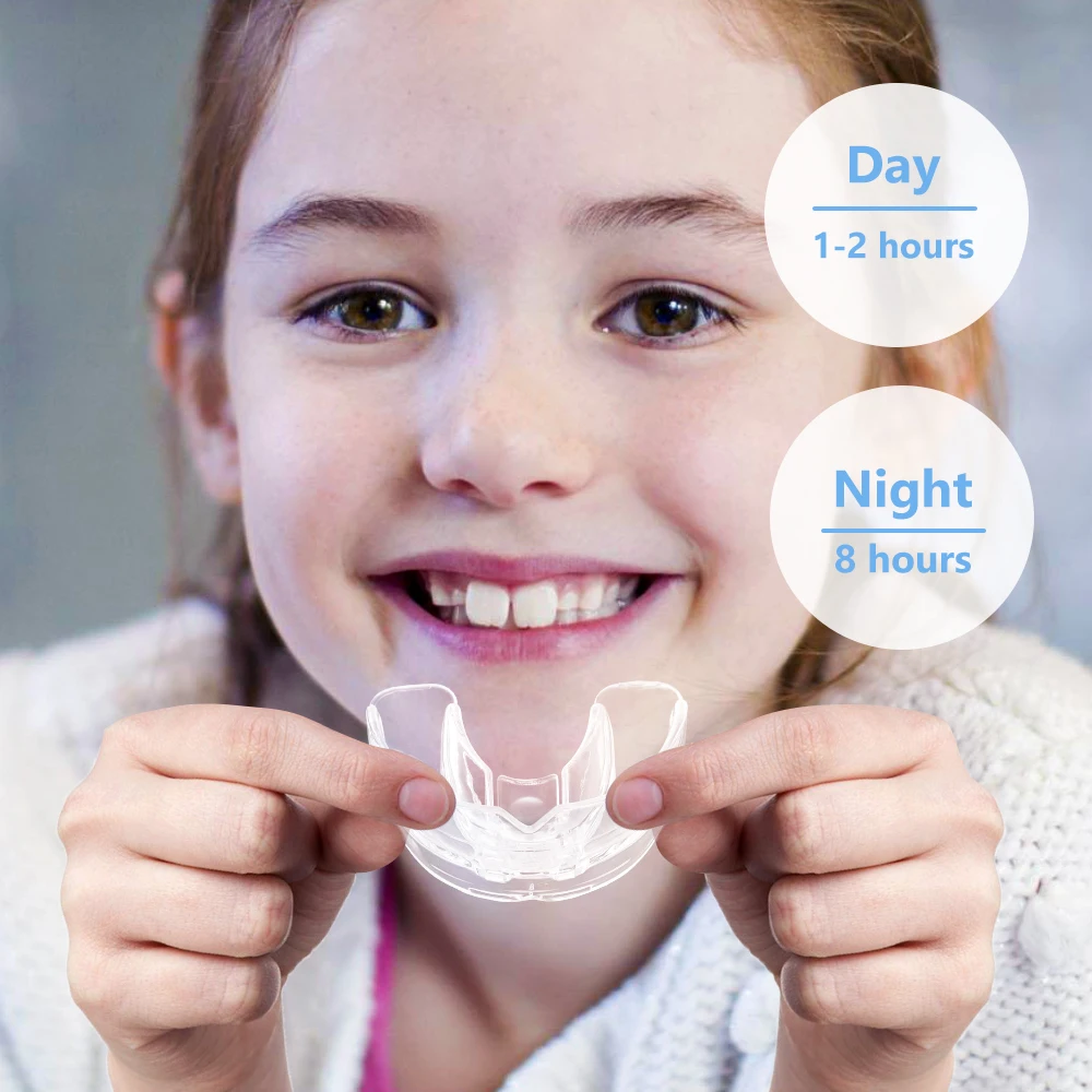 Zahn ärztliche kiefer ortho pä dische Zahnspangen Set Kind 3 Stufen Silikon Ausrichtung Trainer Zähne Halter Bruxismus Mundschutz Kinder Zähne Glätte isen – Detail 3