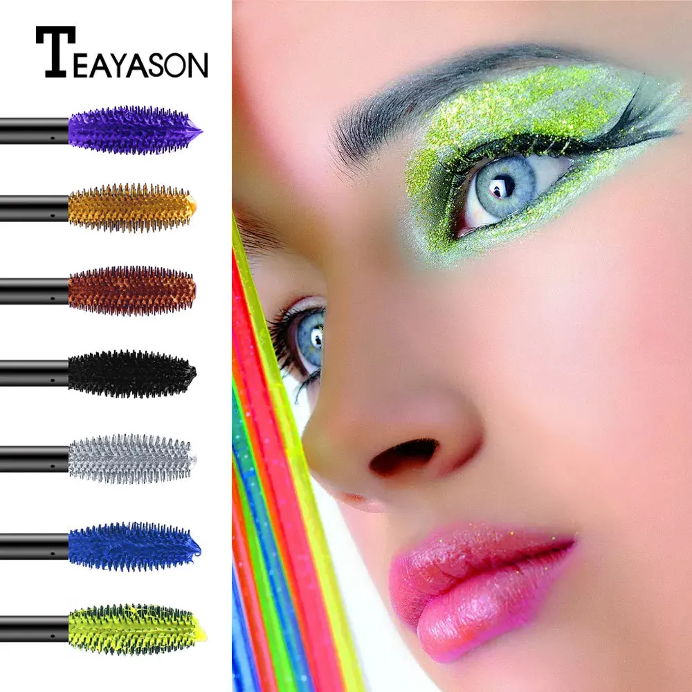 Teayason 7 Kleuren Mascara Krullend Dichte Verlengde Wimels Waterdicht Hydrateren Duurzame Mode Vakantie Feest Veelkleurige Mascara