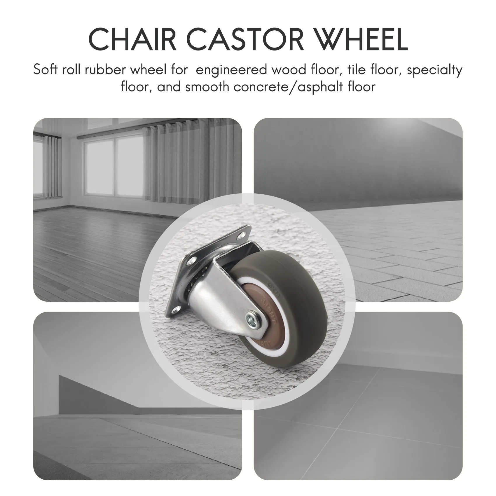 【EFFICIENT 】4Pack 2Inch Furniture Crib Casters Cabinet Clamp With Brake Wheels Soft Rubber Swivel Caster Furniture Hardware Fitt