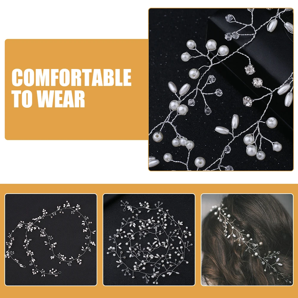 

1PCS Hair Vine Bridal Headband Wedding Flower Girl Accessories Sparkling Beaded Hairstyle Decoration Festival Cosplay For