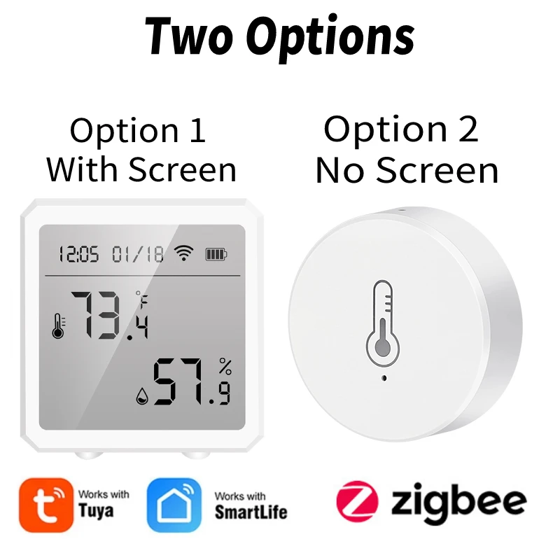 Tuya Zigbee3.0 Smart Temperature and Humidity Sensor Wireless Thermometer with LCD Screen Digital Display Work with Alexa Google