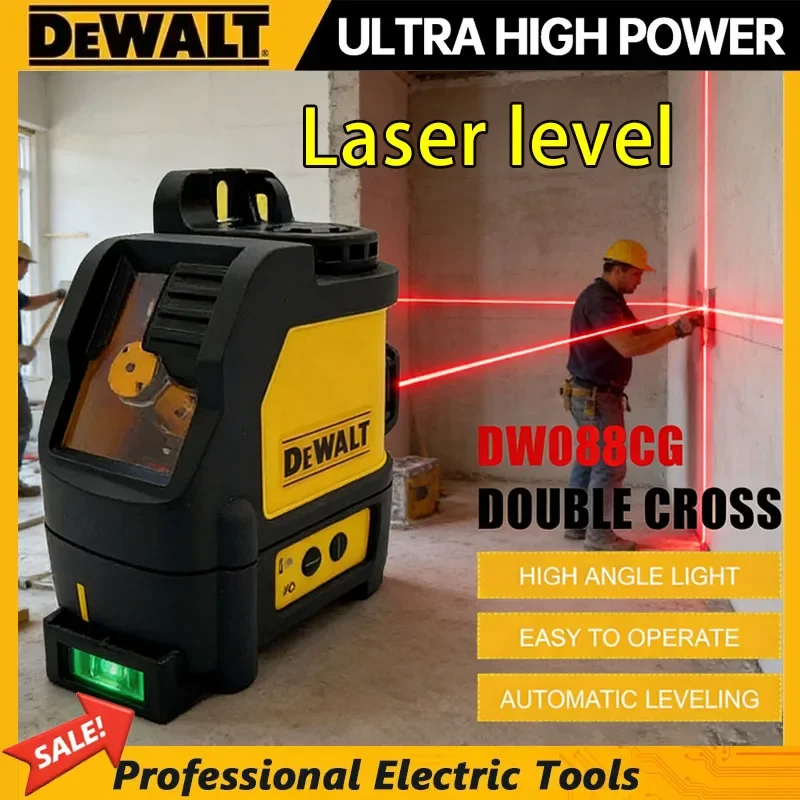 

Лазерный уровень DEWALT DW088CG, 2 линии, высокоточный, с зеленым лучом, автоматическое выравнивание, перезаряжаемый, портативный