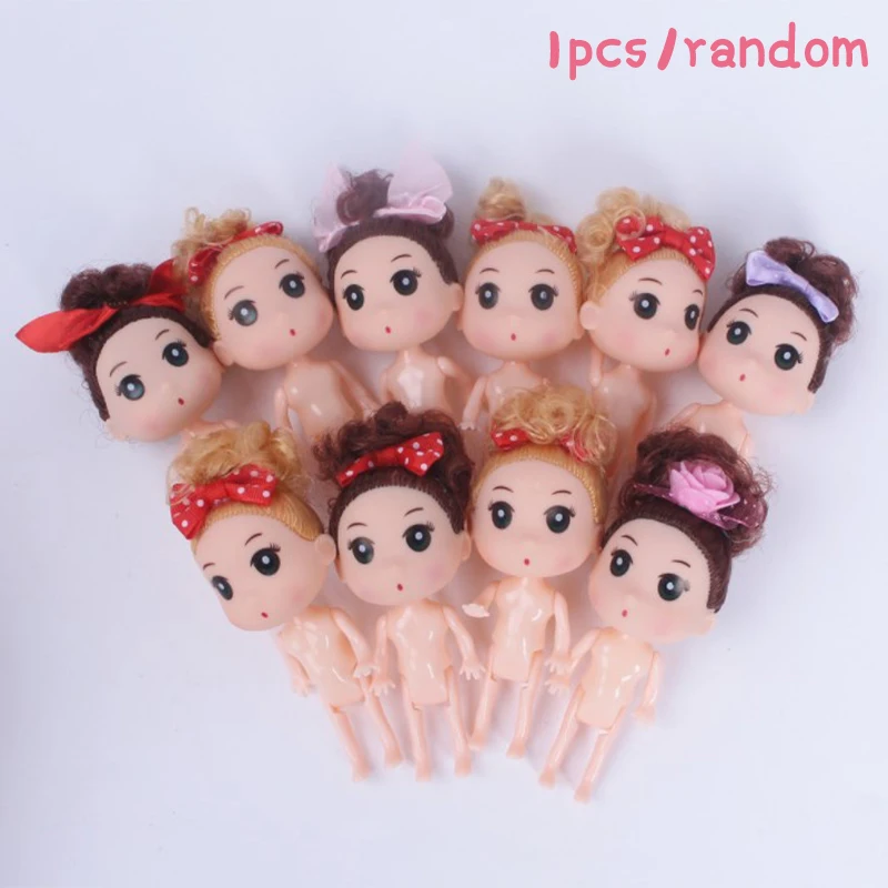 1Pc 12CM Cartoon Dressing Girl Birthday Dress Doll Baking Cake Topper Decoration Doll Princess Kid Wedding Party DIY Random