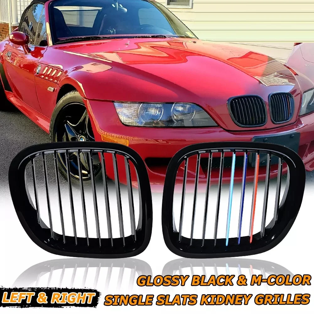 Car Front Kidney Grille Grill M-Color Gloss Black For BMW Z3 Z-Series 1995 1996 1997 1998 1999 2000 2001 2002 Sports Hood Grille