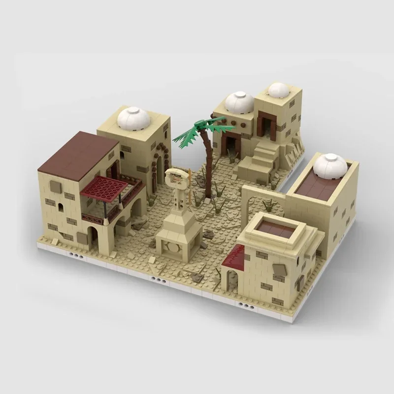 Moc Building Blocks Street View Model Series Desert Village Technical Bricks DIY Assembly Famous Toys For Childr Holiday Gifts