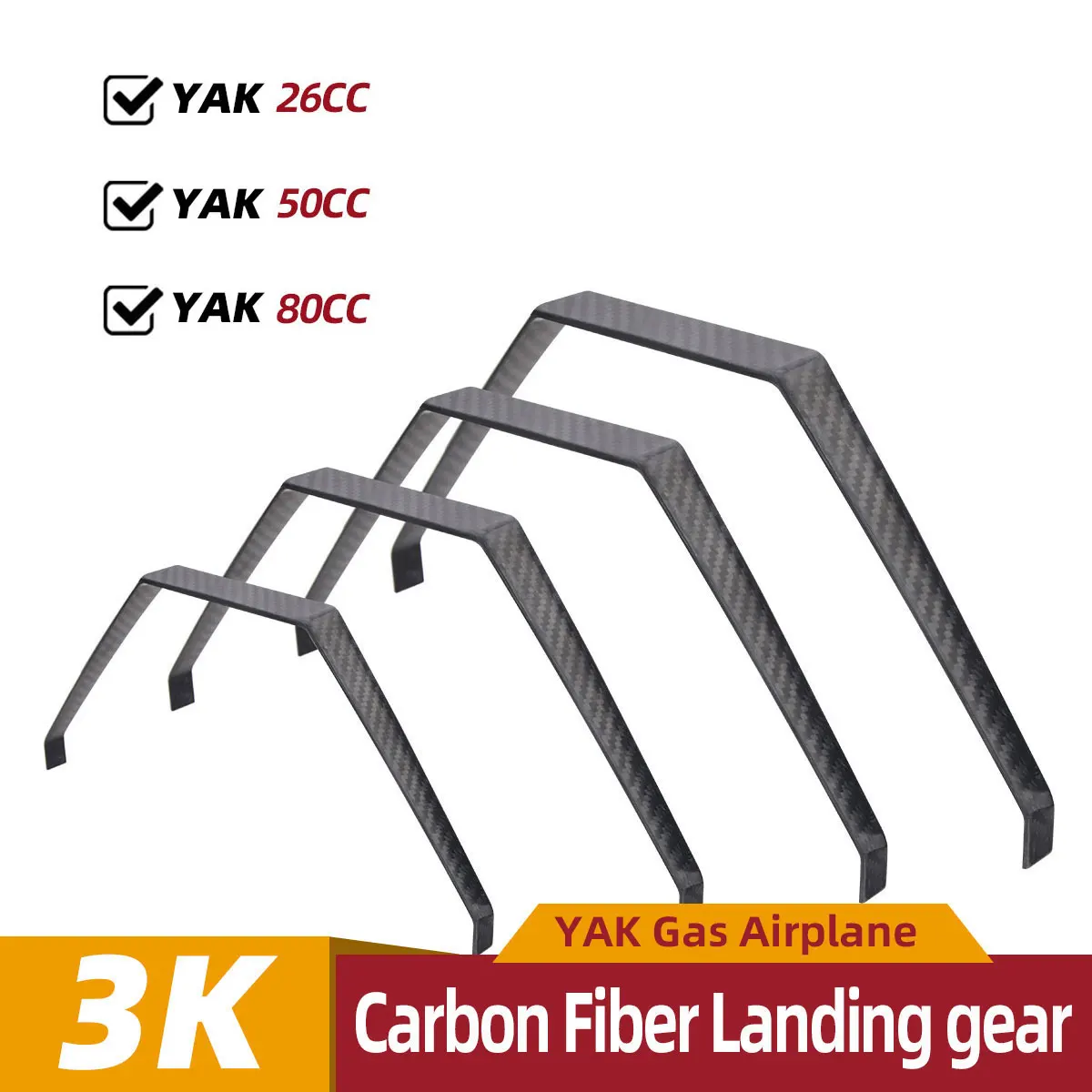 YAK 26CC /50CC /80CC RC Gas Aircraft Model Carbon Fiber Landing Gear Undercarriage