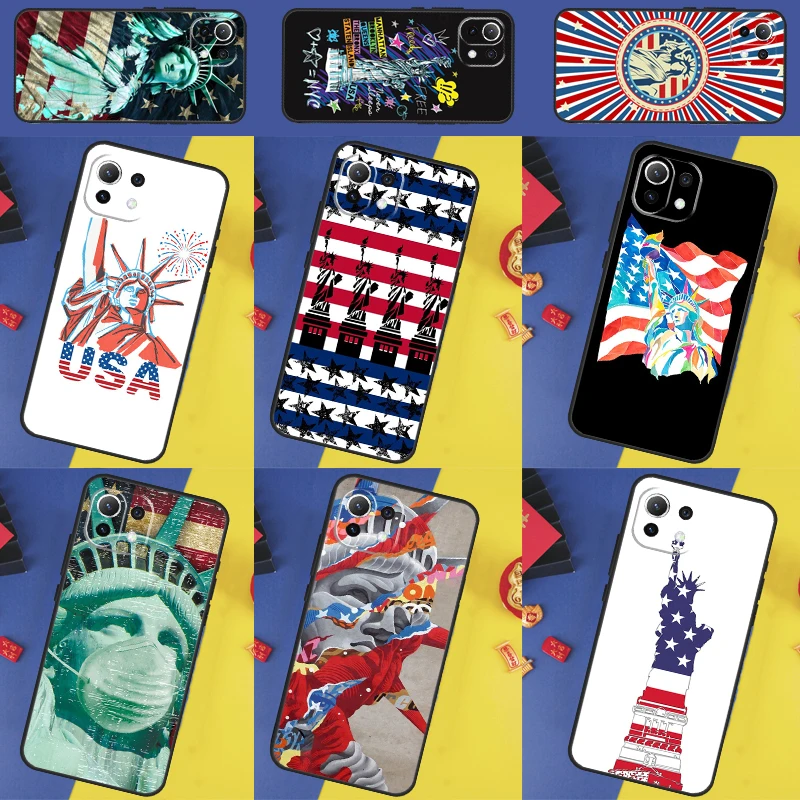 America USA Flag Statue of Liberty Case For POCO X5 X3 F5 Pro M5 F3 F4 X4 GT Cover For Xiaomi 13 Ultra 11T 12T Pro 12 Lite