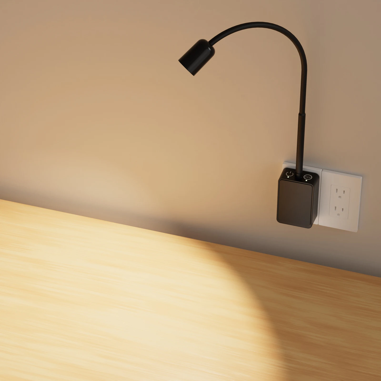 Plug in LED Book Reading Light, Black Flexible Dimmable LED Wall Sconce Lamp with Power Plug for Outlets in Bedroom Living Room