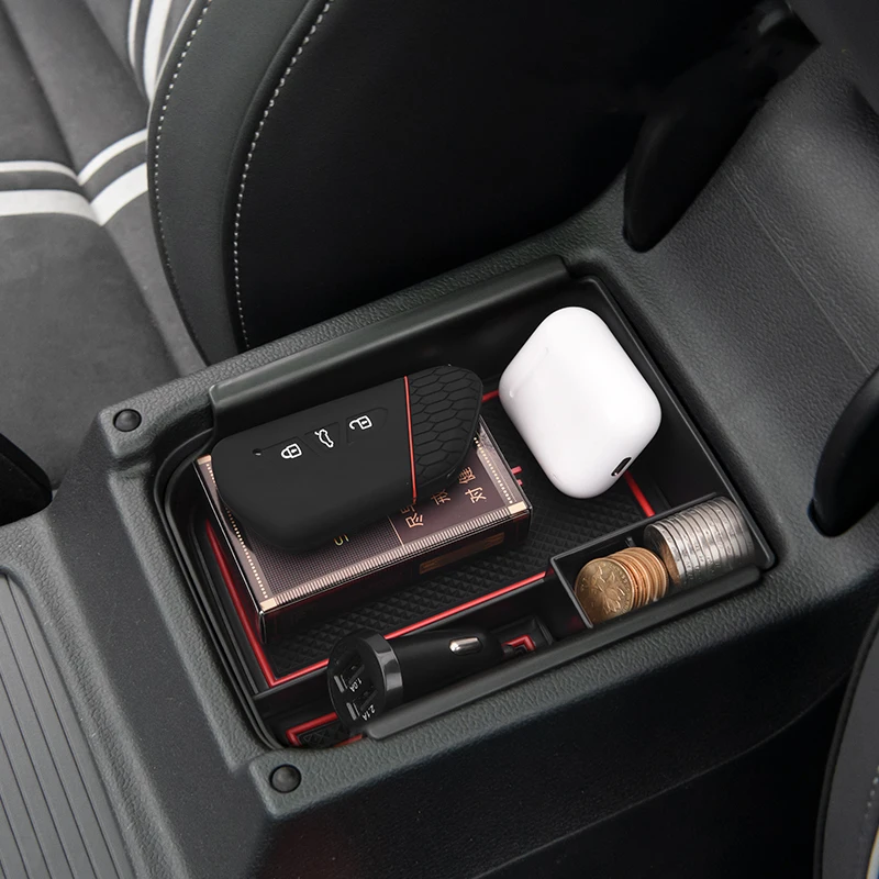 Para volkswagen vw golf 8 mk8 2019 ~ 2025 caixa de armazenamento de apoio de braço do carro console central co-piloto em camadas bolso organizador caso acessórios