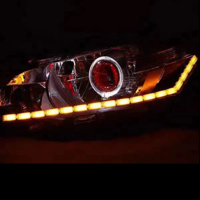 SANVI Dynamic LED Daytime Running Light Strip for Car Universal Auto Headlight Flowing White Yellow Strips Decorative Light 12V