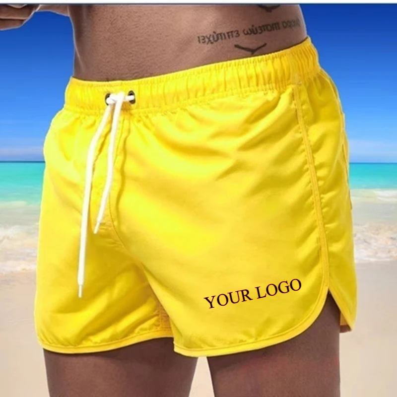 Customized Logo Printed European and American Summer Beach Shorts Men's Breathable Casual Solid Running Shorts Basketball Short