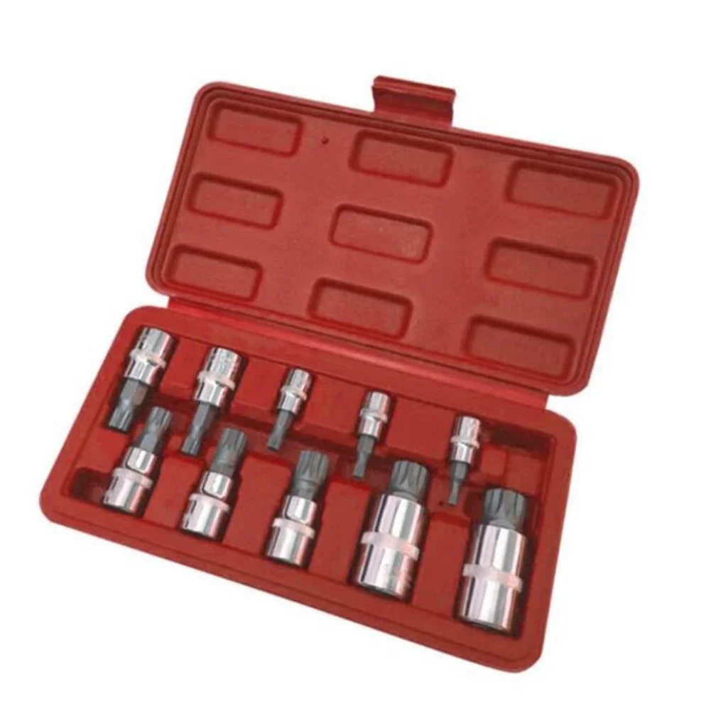 10pcs 12-Point Triple Square Bit Socket Set Tamper Proof M5 M6 M8 M9 M10 M16 Automotive Repair Tool Kit With Case