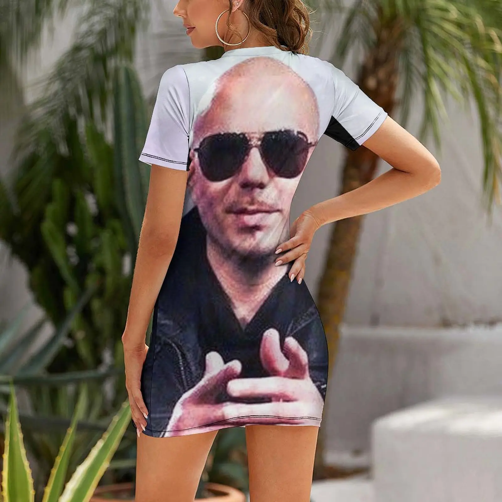 Pitbull Has Been Through It Too Mr.Worldwide Design Short Sleeved Dress Summer skirt sexy dress