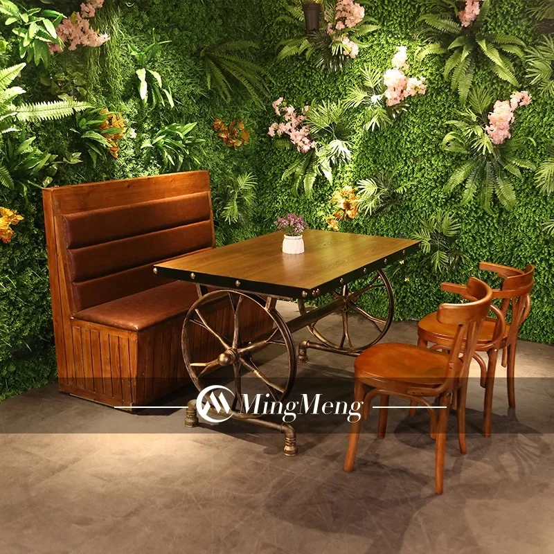 Retro Industrial Style Sofa Booth Restaurant Set