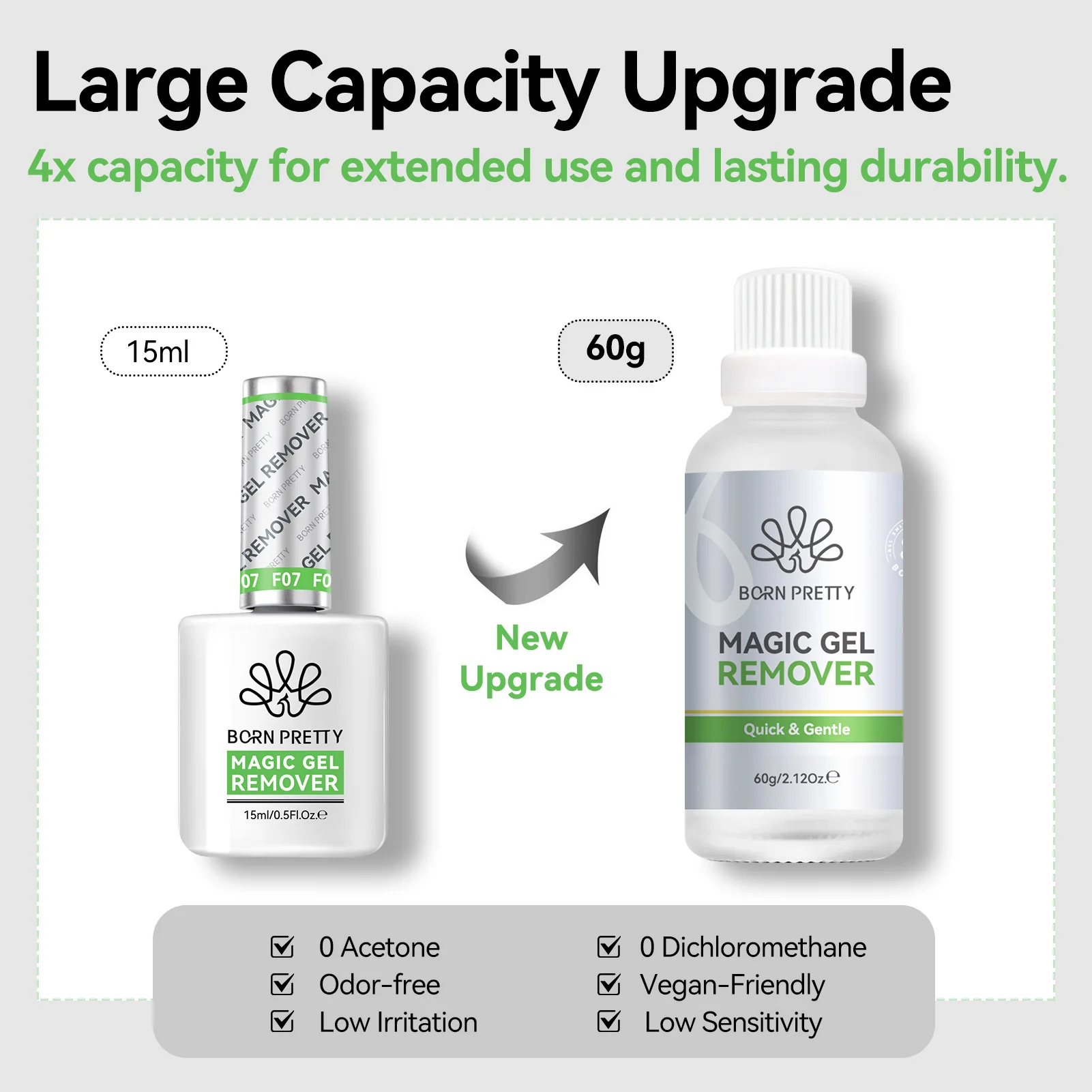 BORN PRETTY 15ml/60g Magic Nail Gel Remover 3-5 Mins Faster Remover Easily Quickly Removes Soak Off UV Gel Varnish Tips Glue