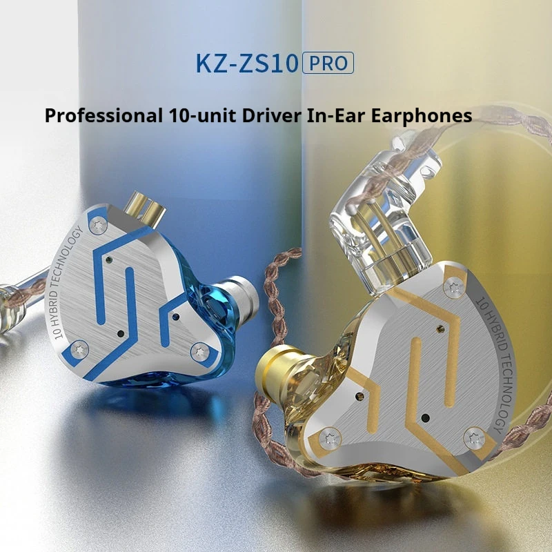 Kz Zs10 Pro Blue Noise Cancelling Earphones Metal Headset 4ba+1dd Hybrid 10 Drivers Hifi Bass Earbuds In Ear Monitor Headphones - view 2