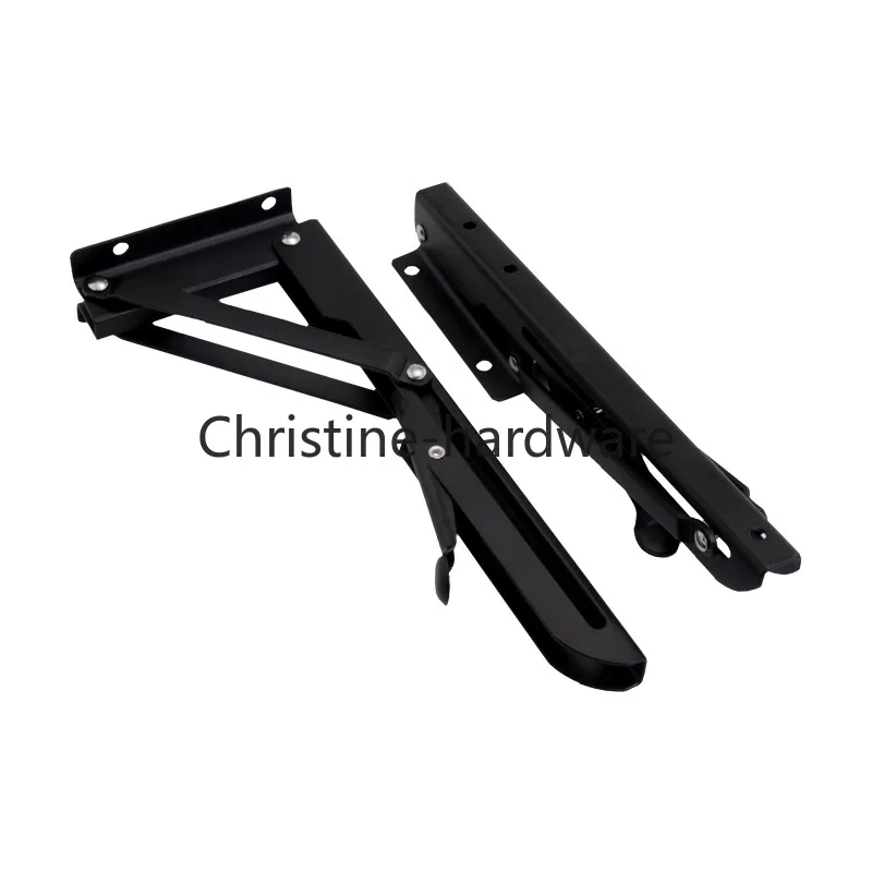2 Pack 8-20Inch Black Triangle Folding Angle Bracket Adjustable Wall Mounted Durable Bearing Shelf Bracket DIY Home Table Bench