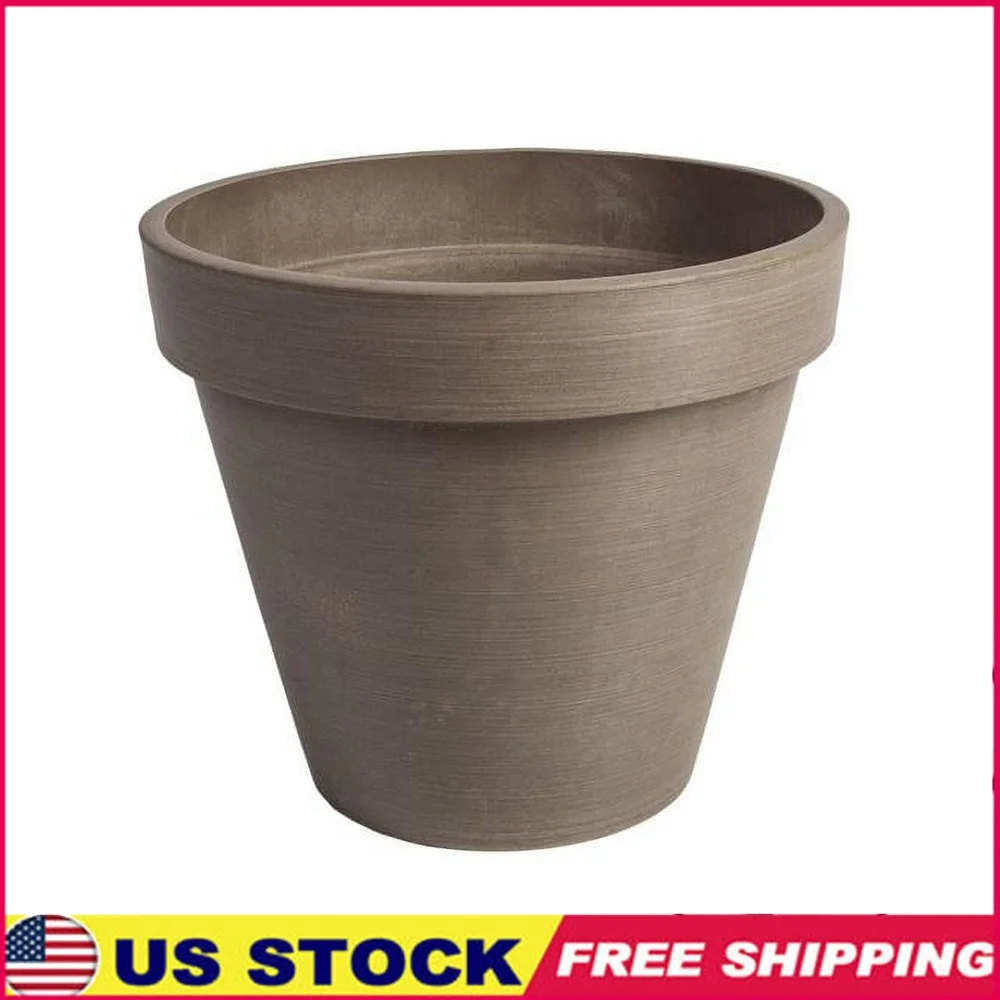 

Weather Resistant Round Planter Pot with Drainage Holes Durable Lightweight Planter Home Garden Outdoor Use Textured Finish