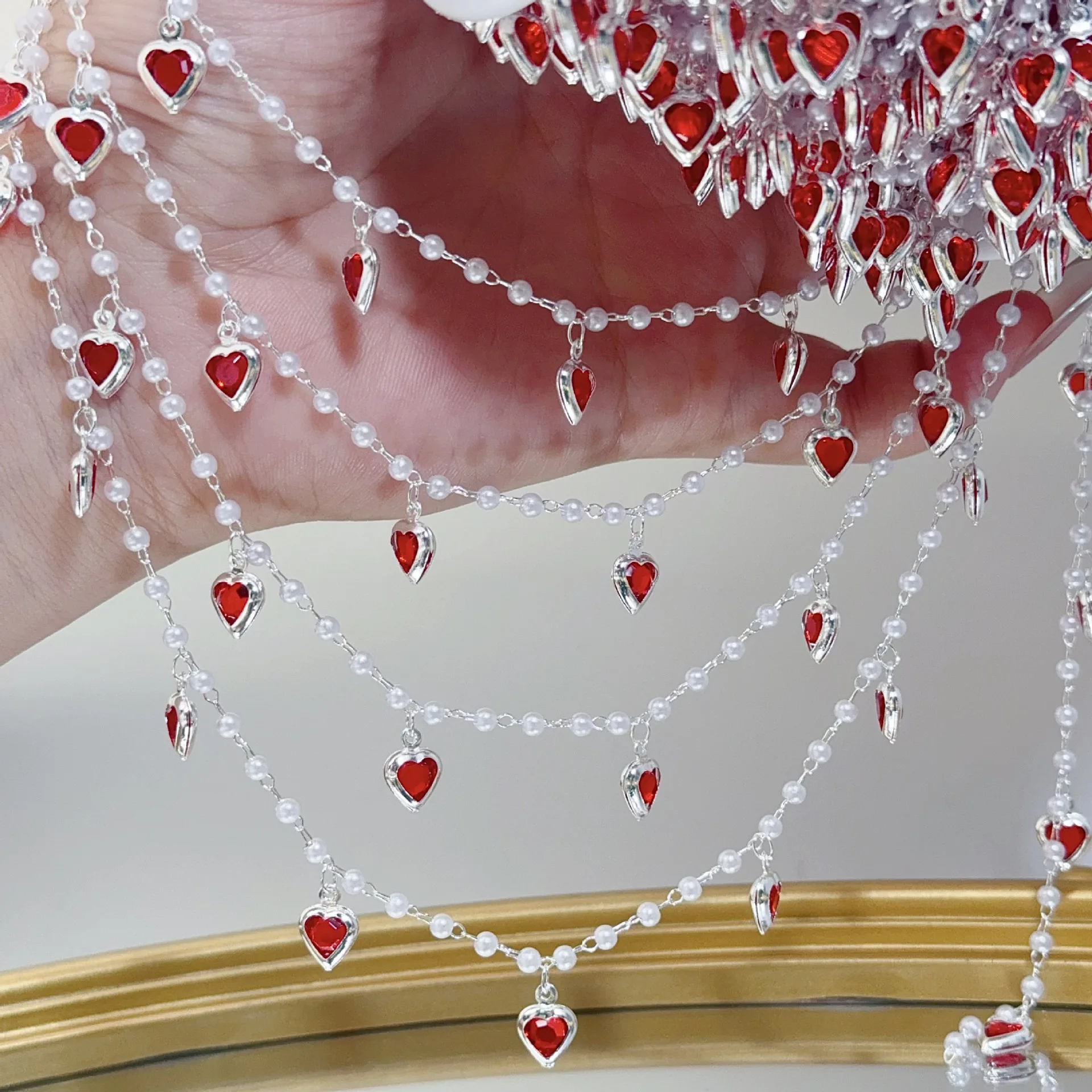 0,5 Meter/1 Meter Rosa Kristallherz-Messingkette für Schmuckherstellung 6mm Liebes-Anhänger Ketten Choker Halskette Kettenzubehör – Detail 5