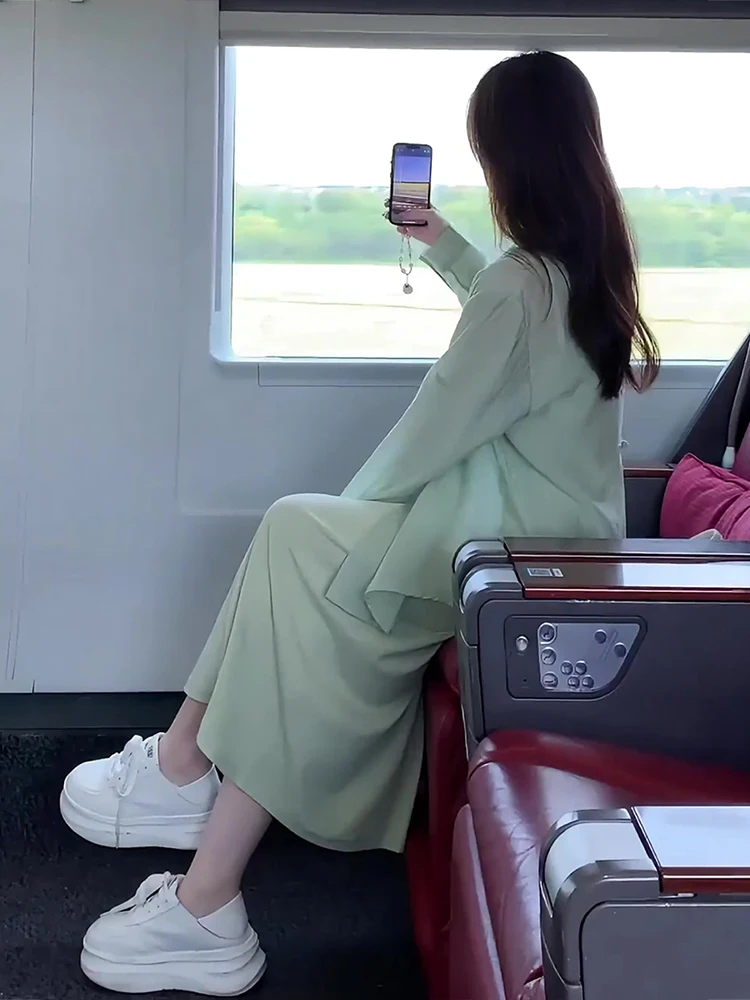 

New 2026 Summer Women's Faion Set Sun Protection irt Belted Midi Dr with Strap Polyester Material UV Protection