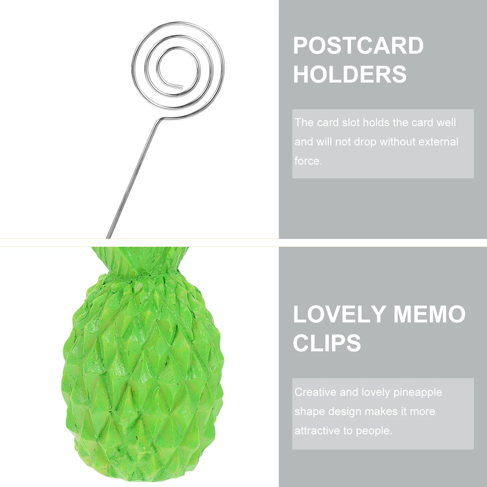 

2Pcs Pineapple Memo Clips Lovely Resin Postcard Holders for Desktop Photo Display and Message Cards Clamping Tabletop Decoration