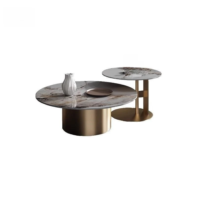Large and small round coffee table combination household rock slab coffee table modern simple living
