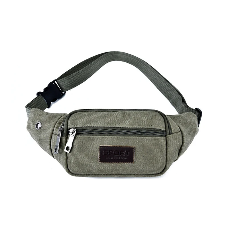 Casual Canvas Waist Bag Unisex Functional Waist Bag Mobile Phone Bag Men and Women Convenient Belt Bag