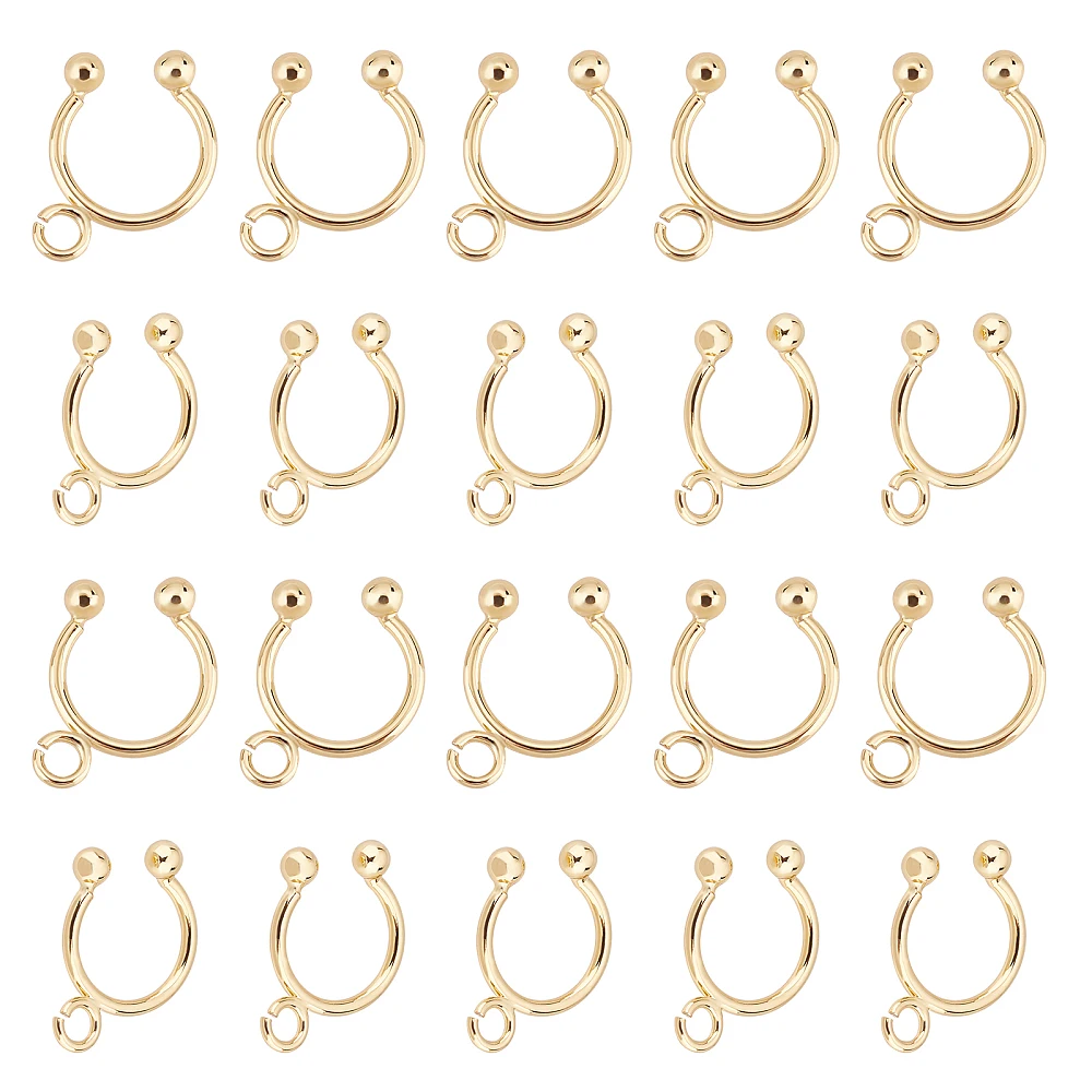 

1box 10 Pairs Ear Cuff Cartilage Cuff Earrings for Women Brass golden Simple Fake Piercing with Hoops Gifts 15mm x 11.5mm