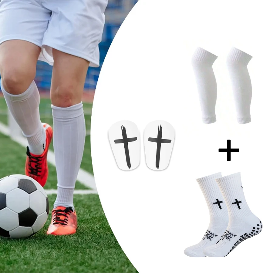 

3 Piece Set Men Women Sports Game Training Football Socks Durable Belt Sports Elastic Socks Cover Leg Socks Sports Leg Guard