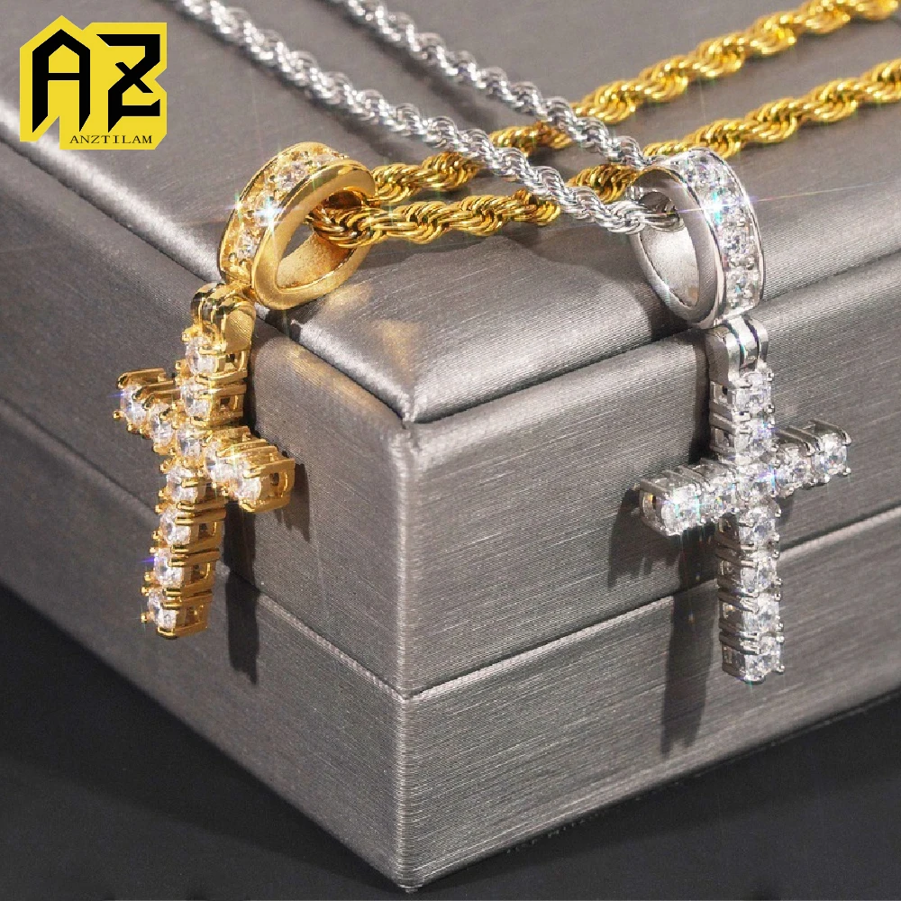 

Anztilam No Fade 316L Stainless Steel Cross Pendant Necklace Long Link Chain for Women Men With Zircon Hip Hop Jewelry Free Ship