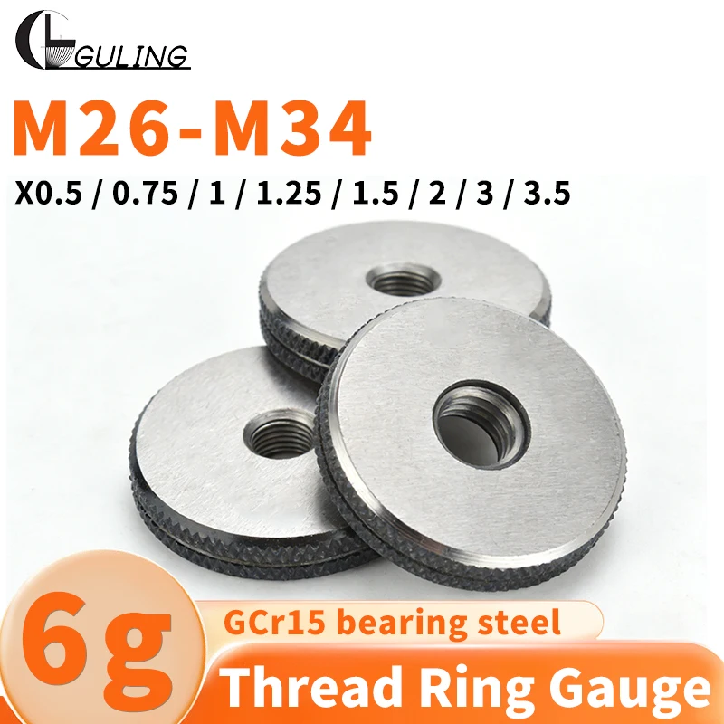 

GULING 1SET(1*GO+1*NOGO) 6g Accuracy M26-M34 Metric Standard Fine Tooth Thread Ring Gauge Measure Tool X0.5/0.75/1/1.25/1.5/2/3
