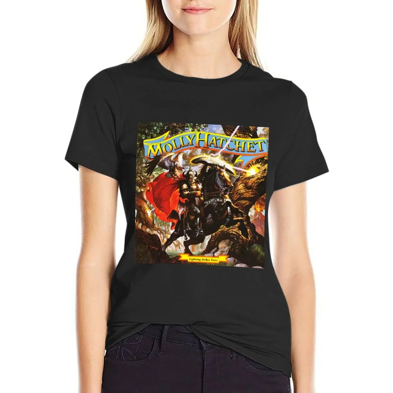 

molly hatchet lightning strikes 2021 kakakatin T-shirt summer clothes Women's clothing