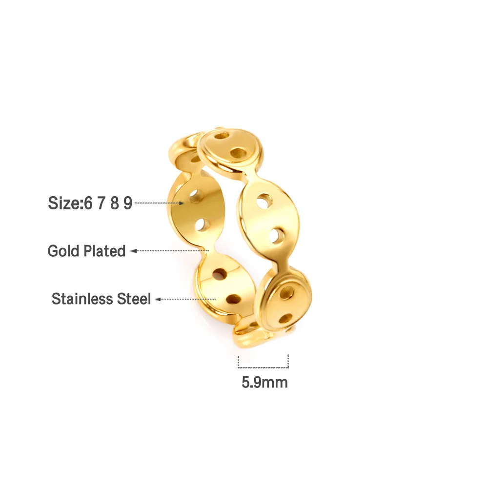 LUXUSTEEL Vintage Golden Color Stainless Steel Rings for Women Geometric Pearl Hollow Stars Fashion Wedding Jewerly Gifts