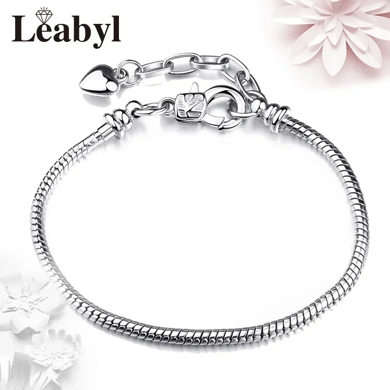Not Fade Silver Color Basic Bracelets & Bangles fit Original Charm Bead Bracelet for Women Jewelry Gift