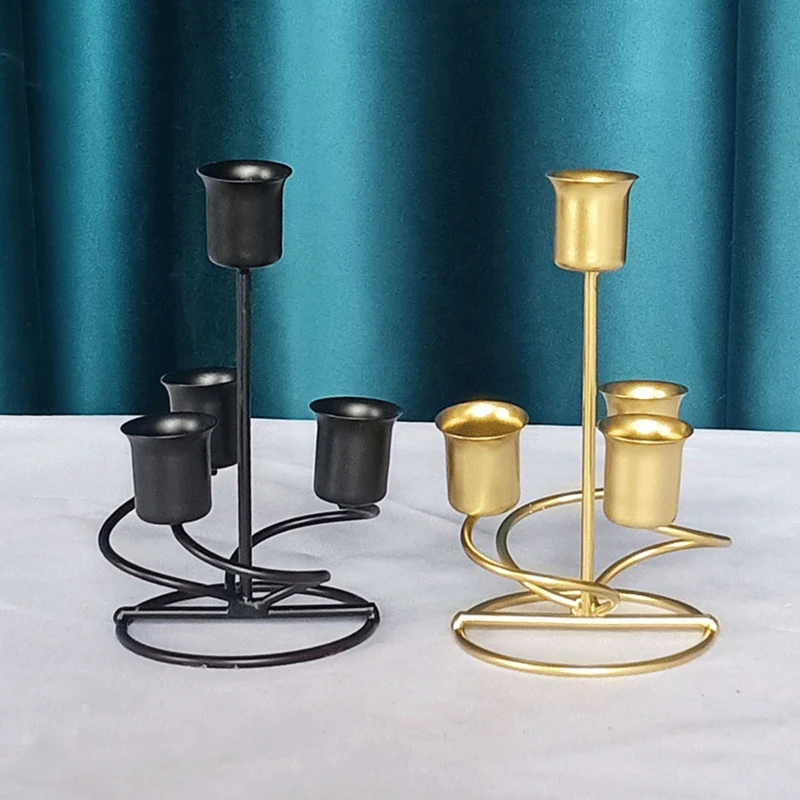 Modern 3/4-Headed Candlestick Minimalism Metal Taper Candle Holders Wedding Decoration Candelabra Dining Table Home Decor