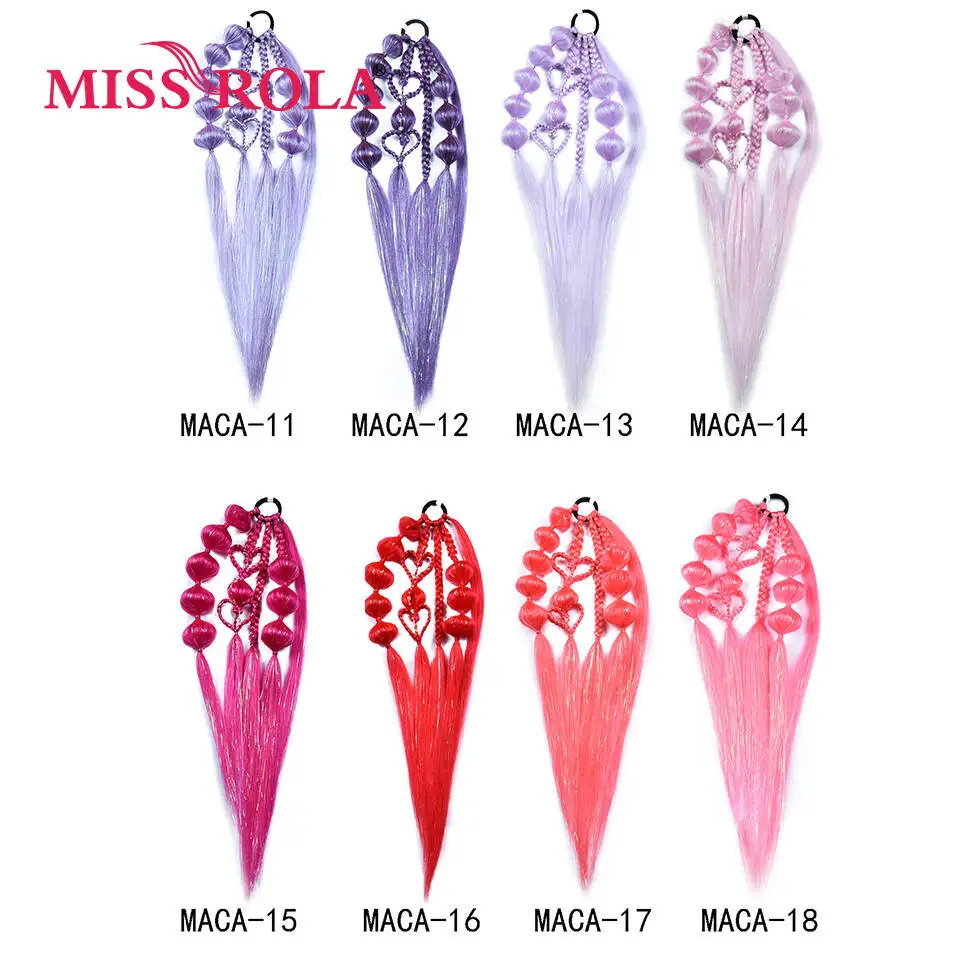 Miss Rola Kanekalon Hair 2025 Hot Sales Synthetic Ponytail Extension for Kids With Heart Shape Bubbles Braid Twist Braid