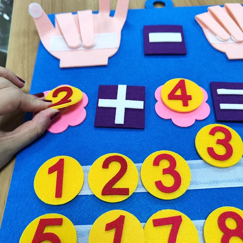 Material didáctico Montessori para niños, juguetes educativos para aprender matemáticas, material de fieltro, manualidades