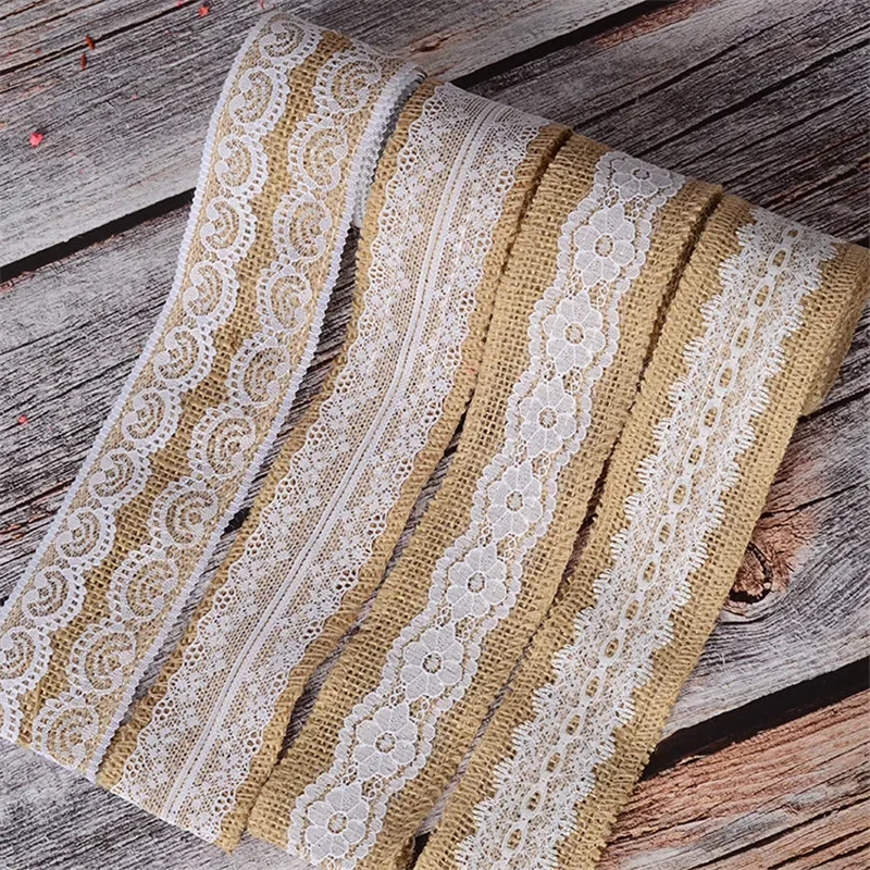 Juteband 2M Vintage Hochzeits-Tischdekoration Sisal-Spitzenband Jute-Hessian Rustikale Event-Party-Dekorationsartikel – Detail 5