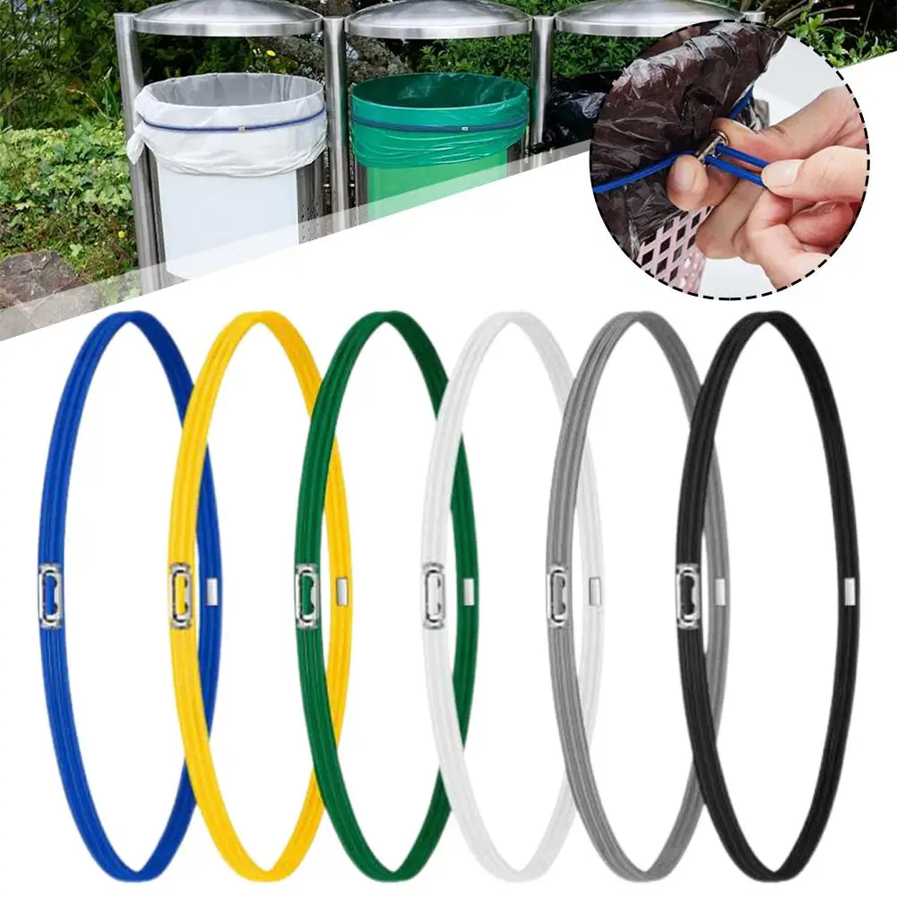 6pcs Trash Can Fixed Rubber Elastic Trash Can Bands Can Lock Bands Household Bands Adjustable Garbage Colorful Rubber Cord X4T5