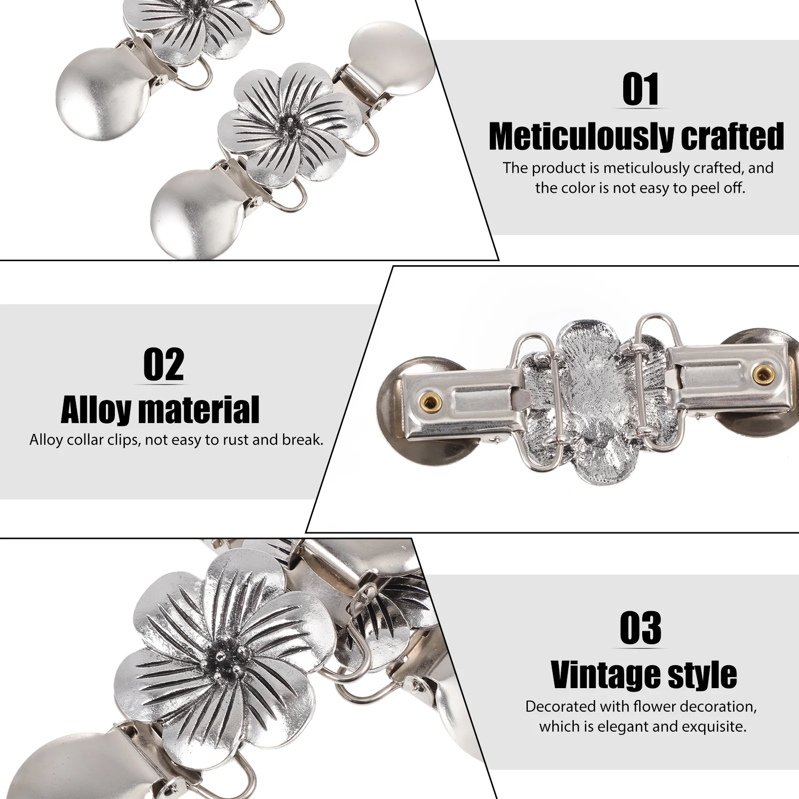 

2Pcs Vintage Style Cardigan Clips All Match Shawl Clasps Alloy Dress Decorations Retro Cardigan Clips Shawl Clip