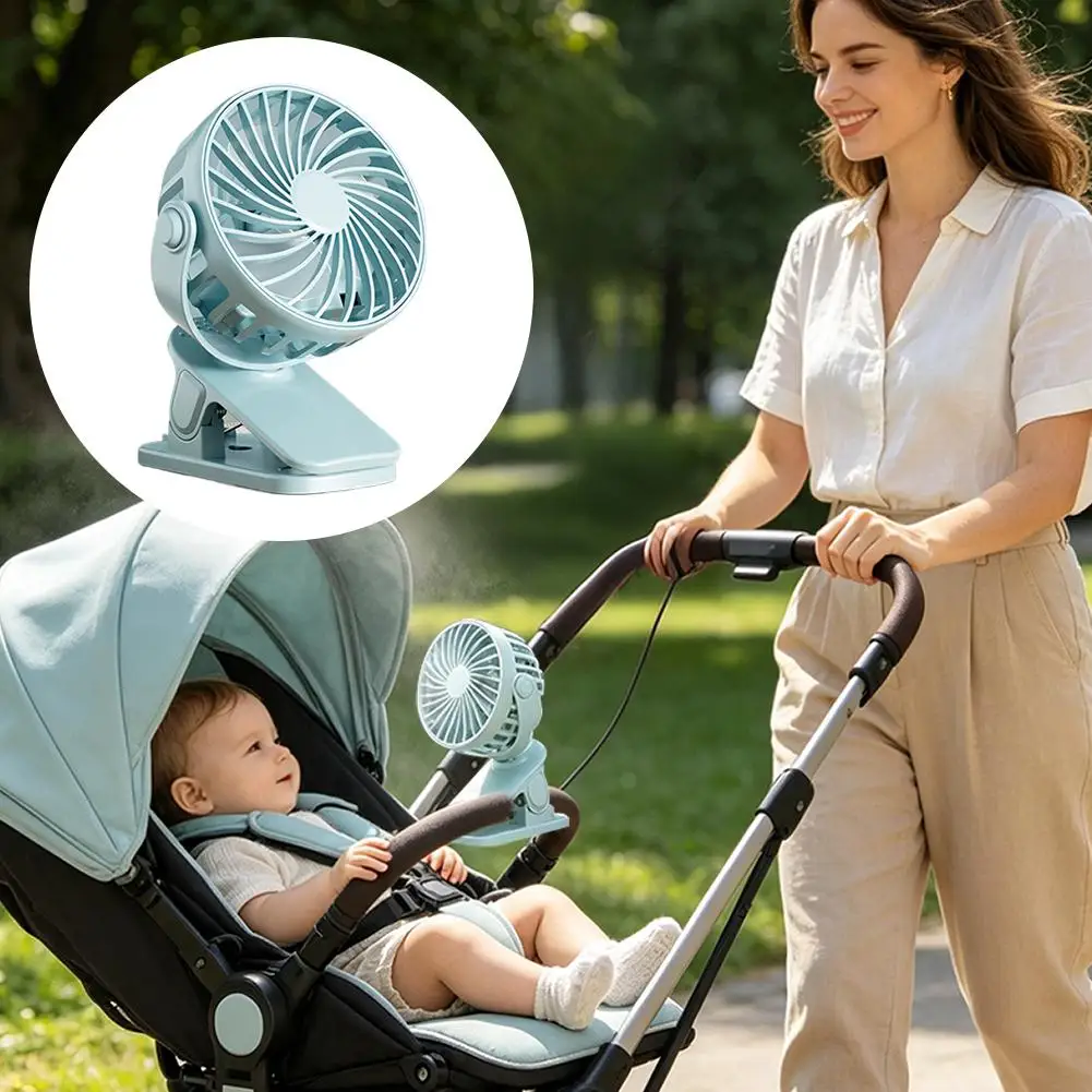 Mini Clip Fan 720 Rotation USB Charging Rechargeable Built  Night Light Quiet Portable Cool Fan Office Indoor Outdoor Daily Life