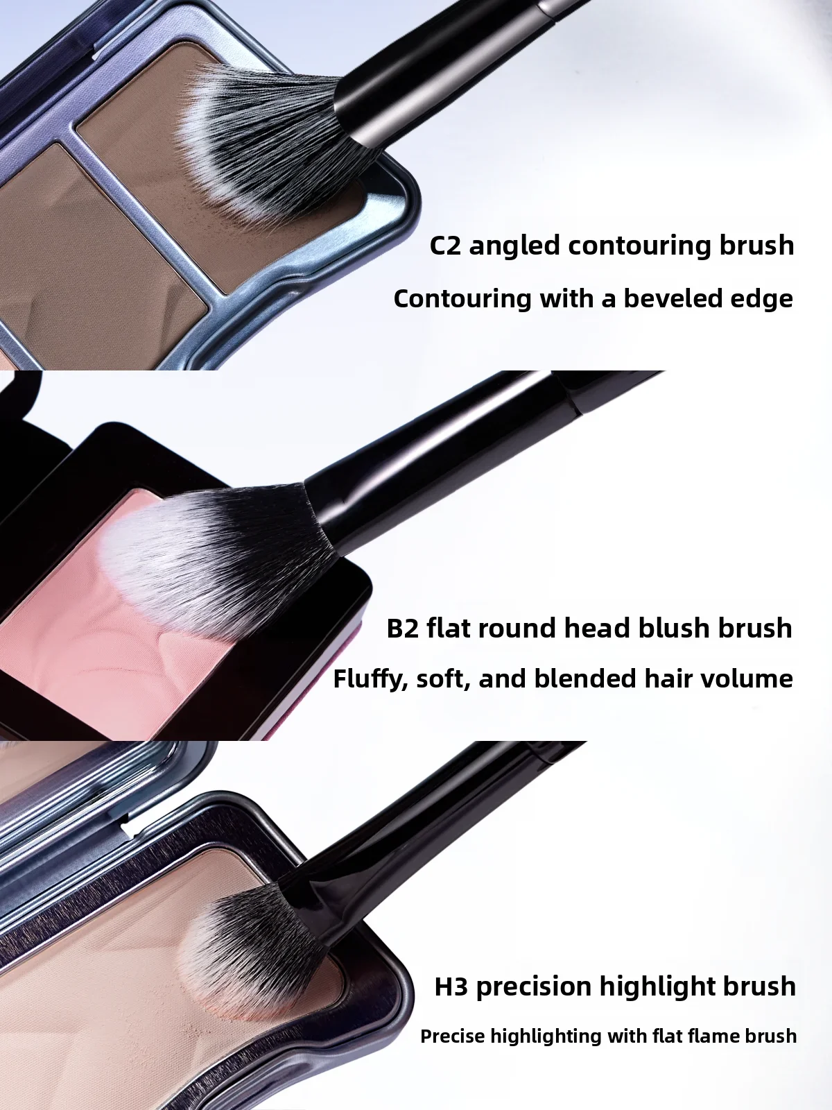 Kaleidos Makeup Brush Oblique Point Color Facial Grooming Blush Tool Portable Soft Brush