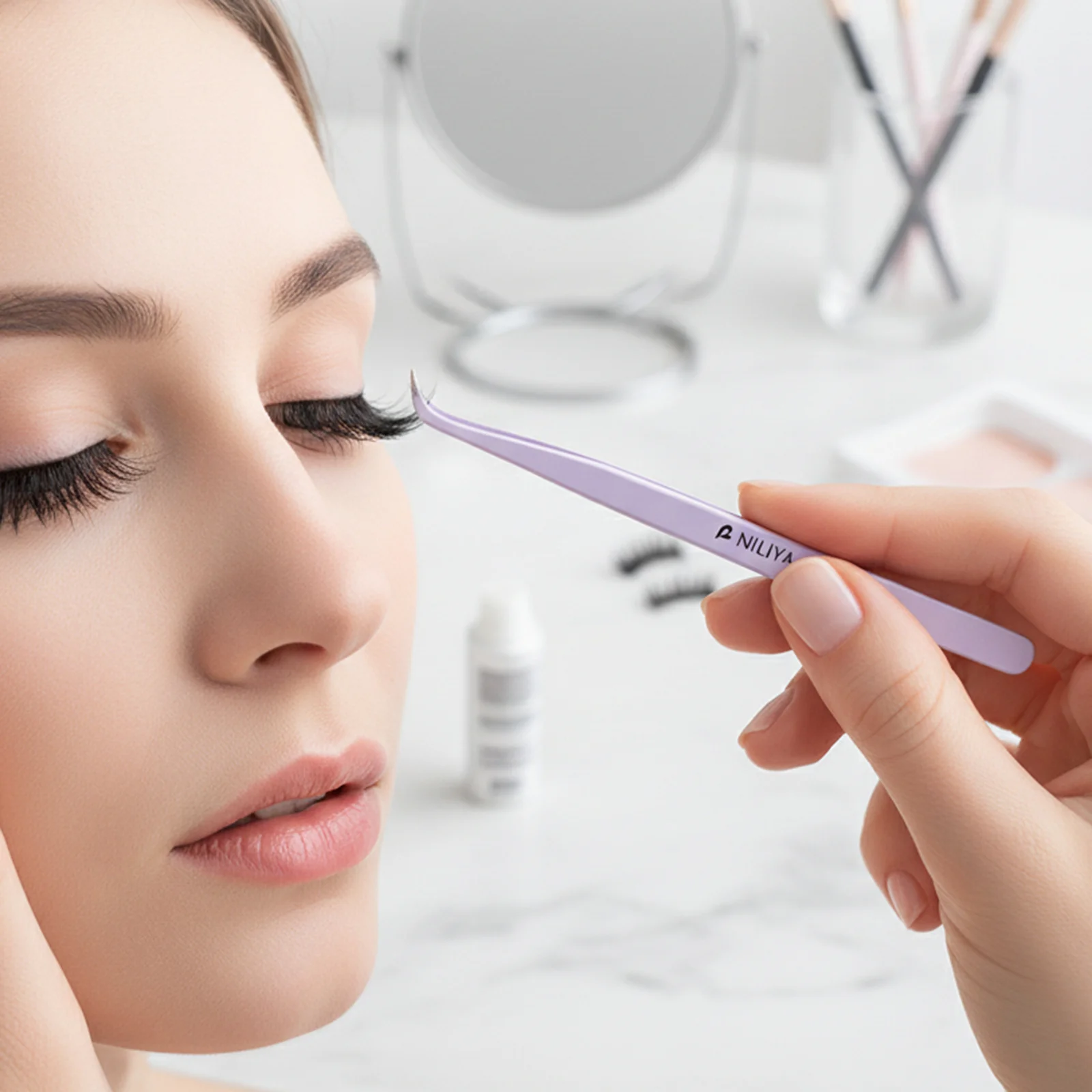 つけまつげピンセットまつげエクステンションファイバーチップラッシュピンセットDIYまつげピンセットネイルアートステッカーラインストーンピッキングツール